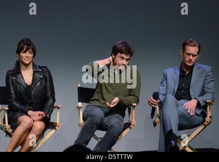 Paula Patton, Jason Bateman, Alexander Skarsgard in Anwesenheit für Apple Store Soho präsentiert treffen die Filmemacher: Panel, Apple Store, Soho, New York zu trennen. Bildnachweis: Alamy Live NewsDerek Sturm/Everett Collection/Alamy Live-Nachrichten Stockfoto