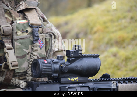 Scharfschützen, Britisch, Armee, Gewehr, l96 Sniper-Gewehr, Stockfoto