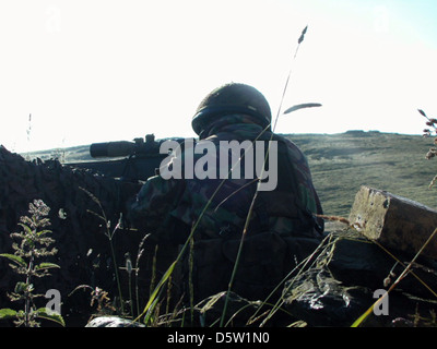 Scharfschützen, Britisch, Armee, Gewehr, l96 Sniper-Gewehr, Stockfoto