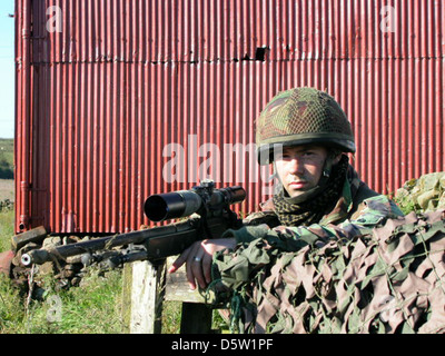 Scharfschützen, Britisch, Armee, Gewehr, l96 Sniper-Gewehr, Stockfoto