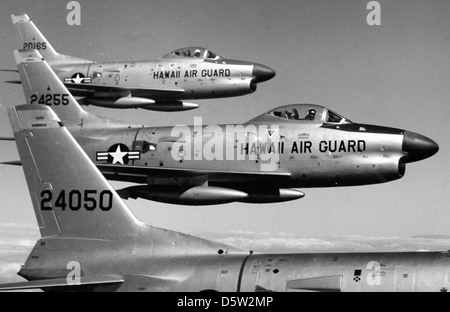 North American F - 86L 'Sabre Hunde' der 199. FIS, HAWAII-ANG (Hickam). Stockfoto