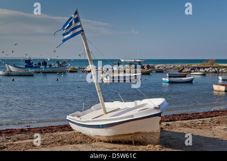 Thessaloniki-Angelboote/Fischerboote im Stadtteil Kalamaria der Stadt Thessaloniki in der Region von Zentralmakedonien, Griechenland. Stockfoto