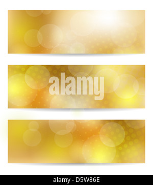 Set von drei gelben Bannern. Stockfoto