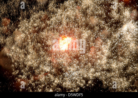 Abstrakte Feuerwerk Licht ähnlich Galaxie Sterne mit Explosion in der Mitte. Stockfoto