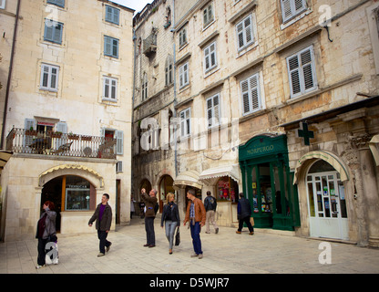 Völker Platz Pjaca Narodni Trg Altstadt, Split, Dalmatien, Kroatien, Europa Stockfoto