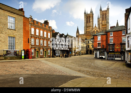 Blick auf Lincoln Kathedrale von Castle Hill Stockfoto