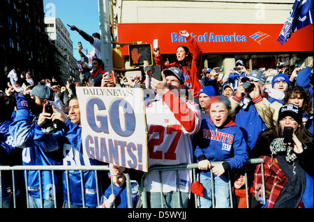 Atmosphäre New York Giants Ticker Tape Siegesparade nach unten Canyon Heros am Februar in New York City. Die Stockfoto