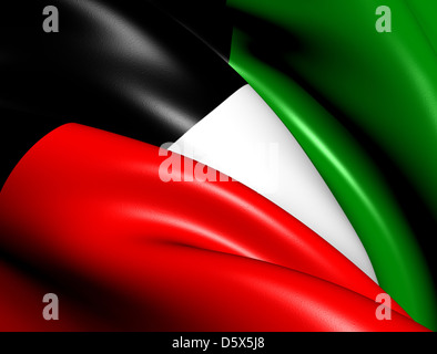 Flagge von Kuwait. Hautnah. Stockfoto