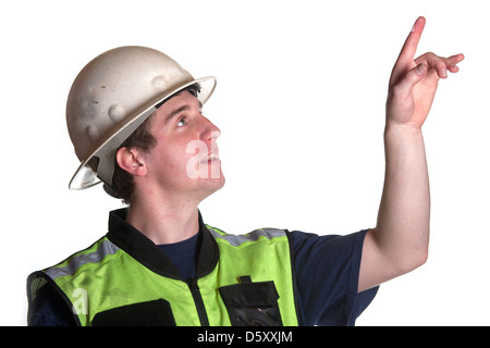 Bauarbeiter in Sicherheitsweste Stockfoto
