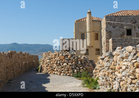 Mittelalterliche ummauerte Stadt Monemvasia Stockfoto