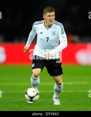 Bastian Schweinsteiger Deutschlands während der FIFA WM 2014 Qualifikation Fußball match zwischen Deutschland und Schweden im Olympiastadion in Berlin, Deutschland, 16. Oktober 2012. Foto: Thomas Eisenhuth/dpa Stockfoto