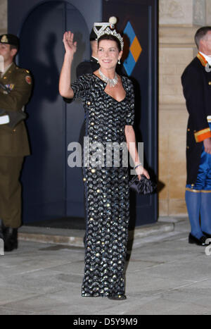 Prinzessin Caroline von Hannover Ankunft für das Gala-Dinner anlässlich der Hochzeit von Prinz Guillaume, erblicher Großherzog von Luxemburg und Gräfin Stéphanie de Lannoy im Grand Ducal Palace in Luxemburg-Stadt, Freitag, 19. Oktober 2012. Foto: RPE-Albert Nieboer / Niederlande, Stockfoto