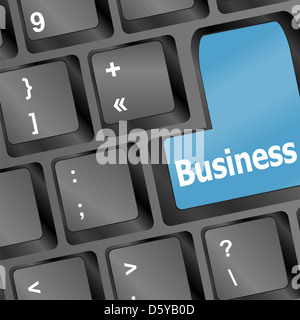 Laptop-Tastatur und blaue Taste Business drauf Stockfoto