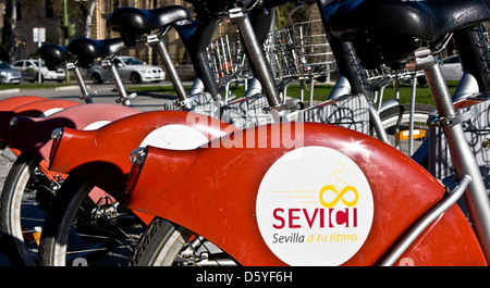 Fahrrad Verleih Vermietung Schema Sammelstelle docking-Station Sevilla Andalusien Spanien Europa Stockfoto