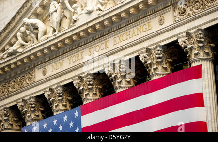 Ein Blick von der New Yorker Börse an der Wall Street im Finanzdistrikt auf Manhatten, New York, USA, 23. September 2012. Foto: Sven Hoppe Stockfoto