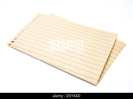 leeres Blatt isoliert auf weißem Hintergrund Stockfoto