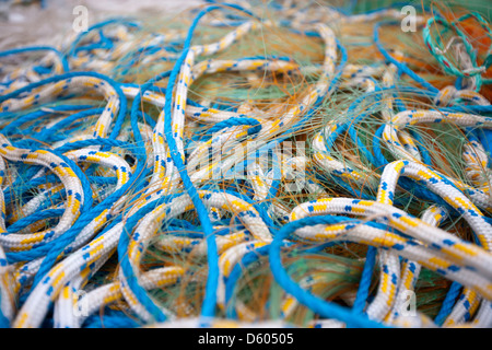 Detail der Fischerei Netze Seile Stockfoto