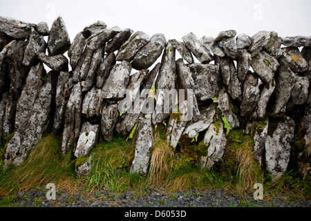 Nahaufnahme der Steinmauer, Irland Stockfoto