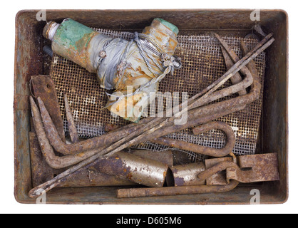 Eisenkasten mit Rost Stockfoto