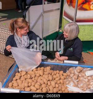 Norwich, Norfolk, Großbritannien. 10. April 2013. Absacken, Kartoffeln im Spring Fling Country fair auf der Norfolk Showground. Bildnachweis: T.M.O.News/Alamy Live-Nachrichten Stockfoto