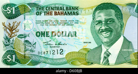 Bahamas 1 One-Dollar-Banknote Stockfoto