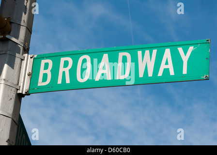 Broadway, Straße unterzeichnen in New York City, New York, USA, Nordamerika - Bild von öffentlichem Grund Stockfoto