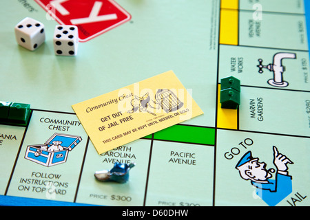 Monopoly Brettspiel - raus aus dem Gefängnis frei Karte Stockfoto