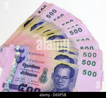 Thailand 500 Banknoten fünf hundert Baht Stockfoto