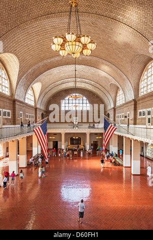 Registrierung Zimmer, Ellis Island Immigration Museum, Statue of Liberty National Monument, New York City, New York, USA, Amerika Stockfoto