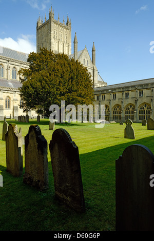 Zentralen Turm und Klöster, Kathedrale von Wells, Somerset, England Stockfoto