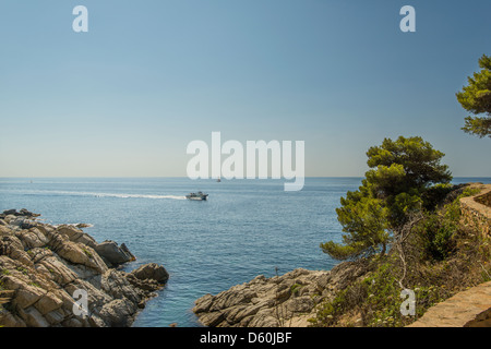 Boot in der Lagune auf Mallorca Spanien Stockfoto