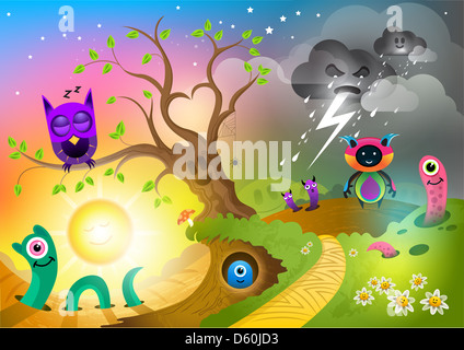 Monster Land, phantastische Kreaturen und Monster! Stockfoto