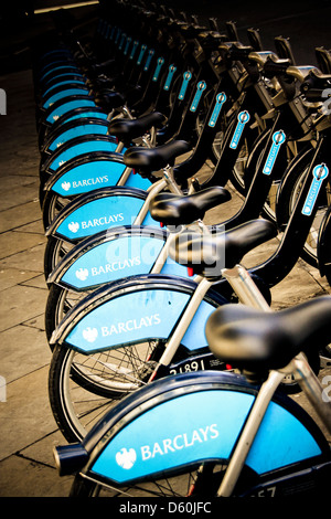 Barclay es Boris Bikes Fahrräder mieten Vermietung mieten London Stockfoto