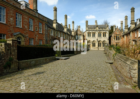 Blick nach Norden hinunter Vikare Close, Wells, Somerset, England Stockfoto