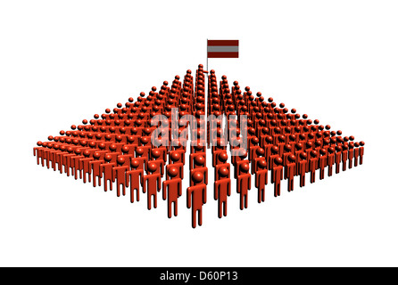 Pyramide des abstrakten Menschen mit Österreich Flagge illustration Stockfoto