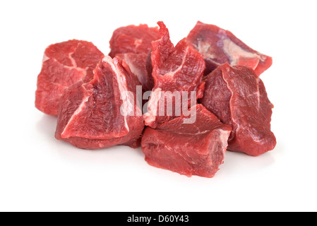 Rindfleisch Würfel, Dünsten Rindfleisch Stücke Roh, Stücke von Fleisch Stockfoto