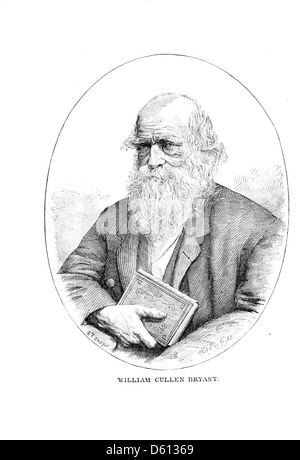Eine Illustration aus „A Festival of Song“ (1876) mit einem Porträt von William Cullen Bryant, einem der größten Dichter der englischen Sprache. Das Bild spiegelt die Ehrfurcht vor Poesie und literarischer Kultur im späten 19. Jahrhundert wider. Stockfoto