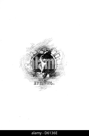 Dieses Bild stammt von Einem Festival of Song, das 1876 veröffentlicht wurde und die größten Dichter der englischen Literatur zeigt. Die Abbildung zeigt wahrscheinlich einen Schmetterling, der möglicherweise das Licht, die ätherische Schönheit der Poesie oder die flüchtige Natur der Zeit symbolisiert. Stockfoto