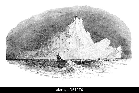 Ein Bild aus „A Festival of Song“ (1876), das wahrscheinlich ein großes Ereignis illustriert, bei dem die Werke großer englischer Dichter gefeiert werden. Die Szene könnte eine Bootsfahrt im Meer darstellen, auf einen gigantischen Eisberg treffen, der literarische Kunst mit dramatischen Bildern verbindet. Stockfoto