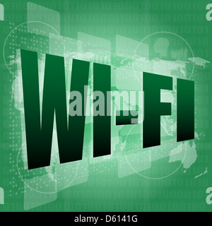 Wi-Fi-Wort auf dem digitalen Bildschirm Stockfoto