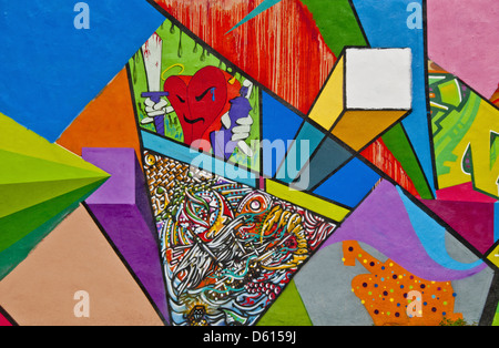 Graffiti-Wand-Kunst in Wynwood Arts District von Miami, Florida, USA Stockfoto