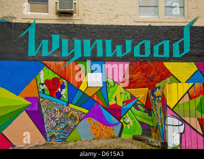 Graffiti-Wand-Kunst in Wynwood Arts District von Miami, Florida, USA Stockfoto