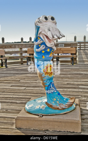 Garnelen-Ausdrücke gemeinschaftliches Kunstprojekt von 4ft dekoriert Fiberglas Skulpturen, Fernandina Beach, Amelia Island, Florida, USA Stockfoto