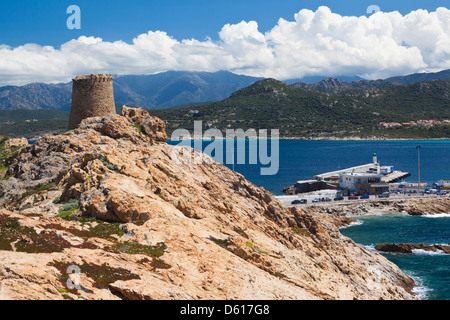 Frankreich, Korsika, La Balagne, Ile Rousse, Insel Ile De La Pietra, Genueser Turm Stockfoto