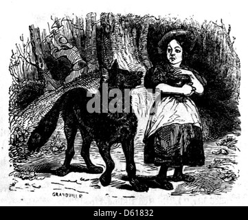 Dieses Bild ist Teil einer Kindermärchenbibliothek, die um 1837–1838 veröffentlicht wurde und jungen Lesern Geschichten aus Fantasie und Fantasie bietet. Die Bibliothek enthält wahrscheinlich Geschichten über Feen, magische Kreaturen und moralische Lehren, die typisch für die Kinderliteratur dieser Zeit sind. Stockfoto