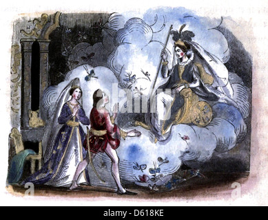 Diese Ausgabe der „Kinderfee-Bibliothek“ aus dem Jahr 1837-1838 präsentiert eine Auswahl traditioneller Märchen, die junge Leser mit bezaubernden Geschichten und Illustrationen in ihren Bann ziehen, die die Faszination der Folklore des frühen 19. Jahrhunderts widerspiegeln. Stockfoto