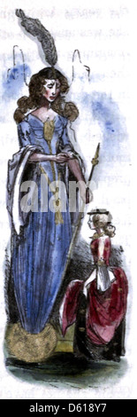 Dieses Bild zeigt eine Sammlung aus der Kinderfee-Bibliothek, einer Reihe von Märchen, die um 1837–1838 veröffentlicht wurden und Kindern klassische Folklore- und Fantasiegeschichten vorführen sollen. Stockfoto