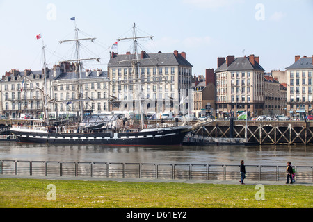 Das Segelschiff angedockt Belem an der Loire in Nantes, Frankreich Stockfoto