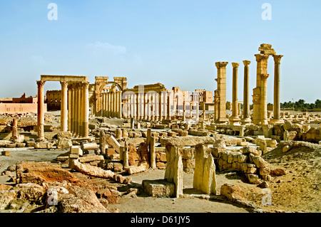 Triumph Bogen 2 Cent Palmyra römische Syrien syrische (ISIS Militanten haben den berühmten Arc de Triomphe in Palmyra zerstört) Stockfoto