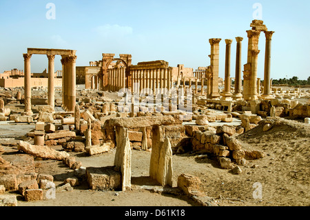 Triumph Bogen 2 Cent Palmyra römische Syrien syrische (ISIS Militanten haben den berühmten Arc de Triomphe in Palmyra zerstört) Stockfoto